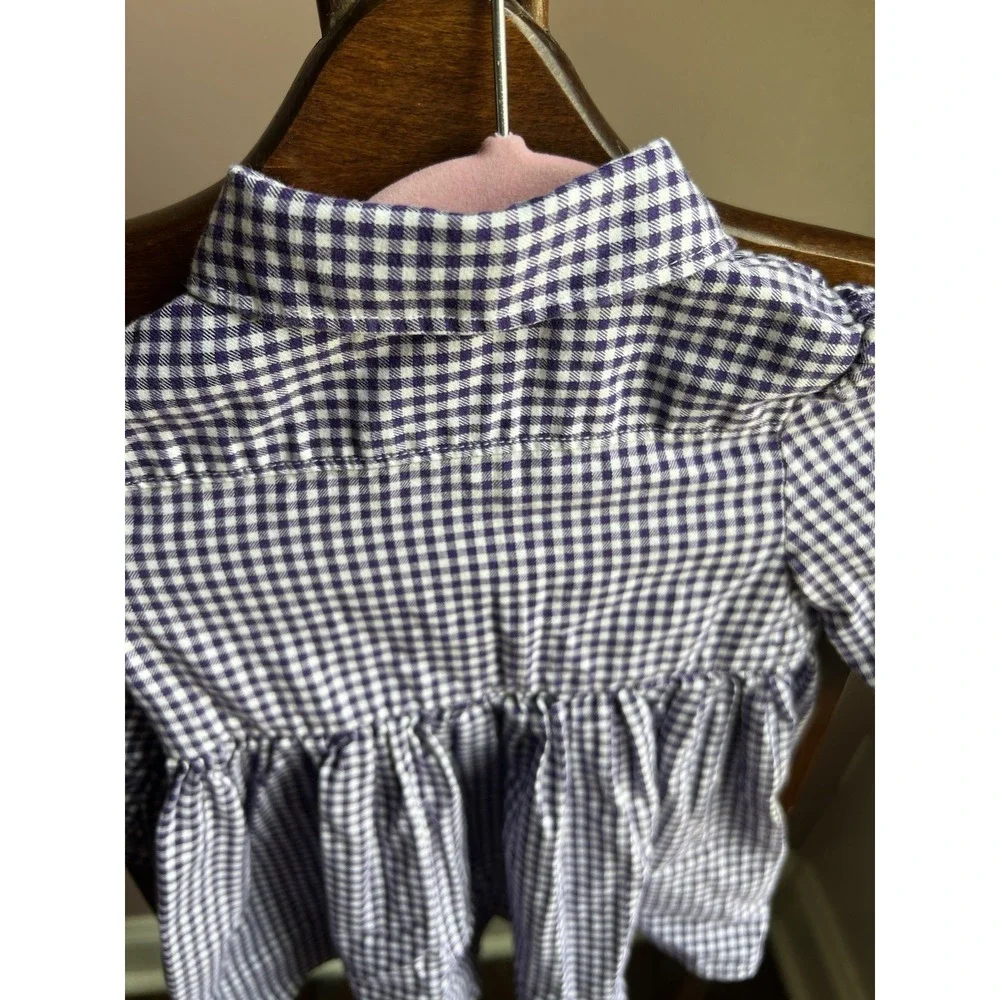 Ralph Lauren Baby Girls Purple Gingham Print Dress W/ Bloomers Size 9‎ Months